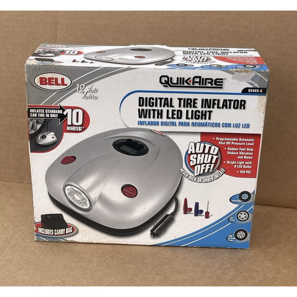 Bell Quik Aire Digital Tire Inflator with LED Light 83405-8 12 Volt 150 PSI New - Picture 1 of 11